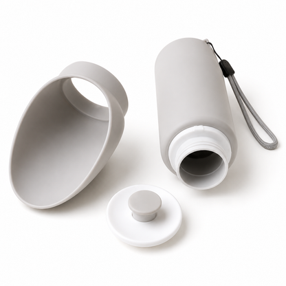 Pawfect Travel Water Bottle with attached drinking bowl detached for cleaning