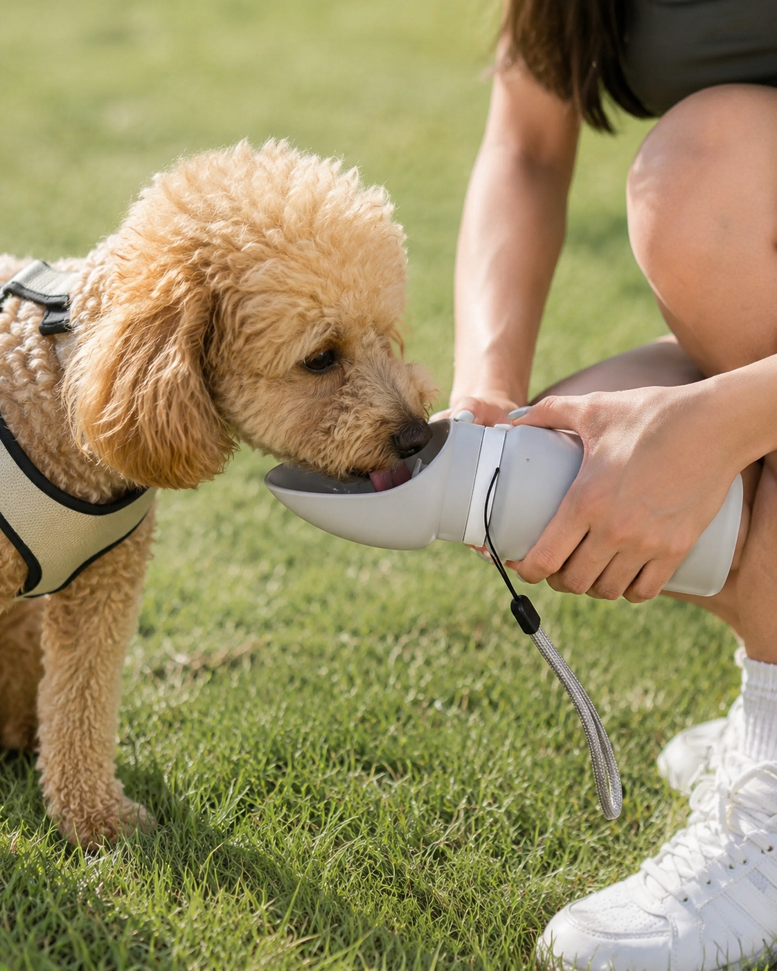 BPA-free food-grade silicone pet water bottle, 550ml capacity