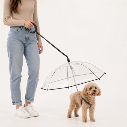 Pawfect Rain Umbrella — transparent dog walking umbrella with lead